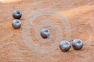 Petanque balls on the ground