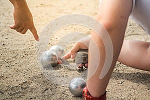 Petanque balls in Petanque game tournament