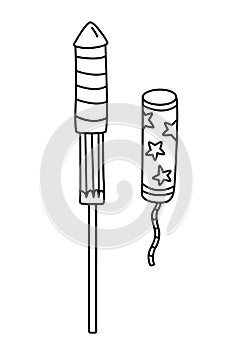 Petards or firecrackers hand drawn doodle vector illustration