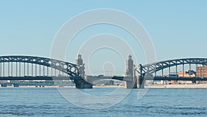 Peter the Great Bridge on the Neva river in the summer - St Petersburg, Russia