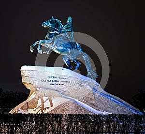 Peter the Great monument in winter, Bronze Horseman, St. Petersburg , Russia