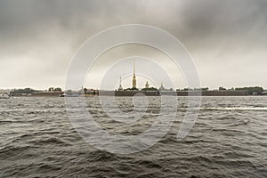 Peter and Paul Fortress and cathedral from the Neva River