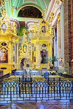 Peter and Paul Fortress inside, the Tombs of the Russian Tsars. Saint Petersburg