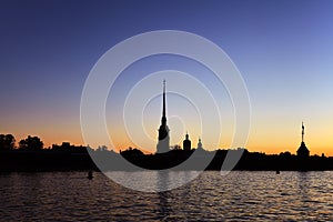 Peter and Paul fortress and the Neva river at sunrise, Saint-Petersburg, Russia