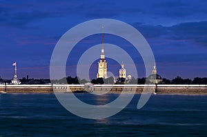 Peter and Paul Fortress at night.