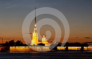 Peter and Paul Fortress in night