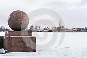 Peter and Paul Fortress in St. Petersburg in winter