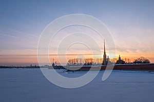 Peter and Paul fortress in sunrise, Saint-Petersburg, Russia