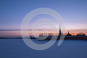 Peter and Paul fortress in sunrise, Saint-Petersburg, Russia
