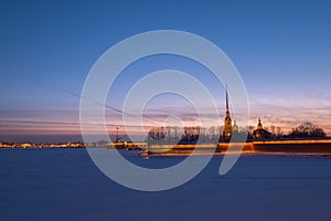 Peter and Paul fortress in sunrise, Saint-Petersburg, Russia