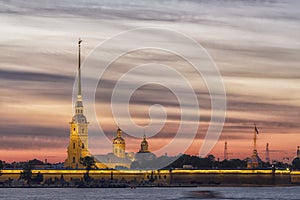 Peter and Paul fortress in sunset, Saint-Petersburg