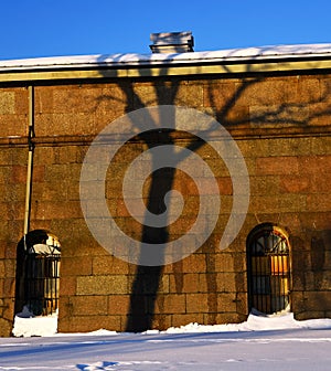 Peter and Pauls fortress, winter photo. Saint-Petersburg, Russia.