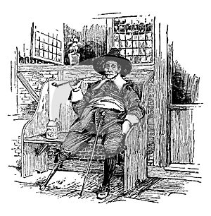 Peter Struyvesant in New Amsterdam,vintage illustration