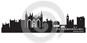 Peterborough England city skyline Detailed silhouette