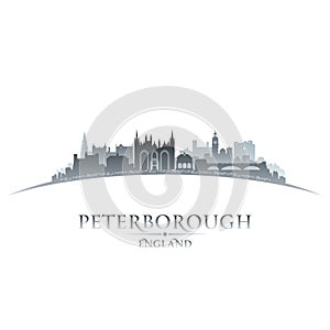 Peterborough England city skyline silhouette white background