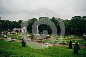 Petergof which hosts Grand Peterhof Palace. Saint Petersburg, Russia - 2021
