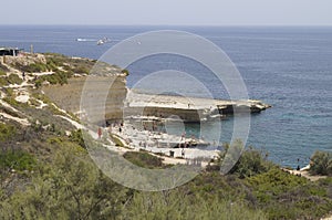 Peters& x27;s pool as seen from promentory Malta