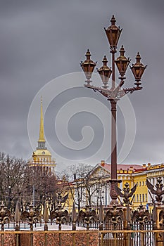 Petersburg five carob lamp grille with emblem of Russia backgr