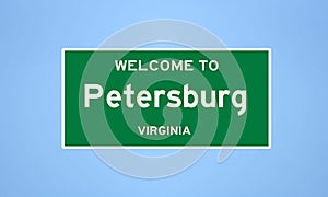 Petersburg, Virginia city limit sign. Town sign from the USA. photo