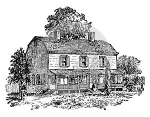 Petersfield, the Residence of Governor Stuyvesant,vintage illustration