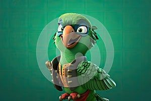 Petfluencers: The Charming Parrot\'s Adventure to Emulate a Musketeer on GrÃÂ¼n Background photo