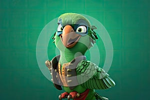 Petfluencers: The Charming Parrot\'s Adventure to Emulate a Musketeer on GrÃ¼n Background