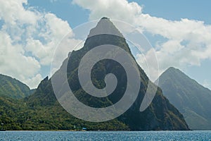 Petit and Gros Pitons and Sea in St. Lucia