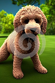 Petite Goldendoodle Animal. AI Generated.