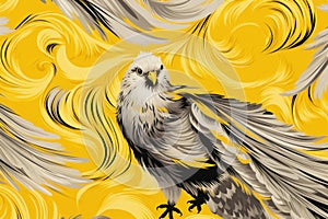Petite Yellow feather pigeon bird. Generate Ai