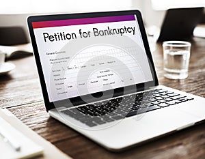 Petition Bankruptcy Debt Loan Overdrawn Trouble Concept