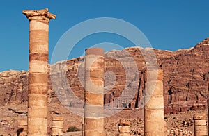 Petra, columns, Petra Archaeological Park, royal, tomb, Jordan, Middle East, mountain, desert, landscape, climate change