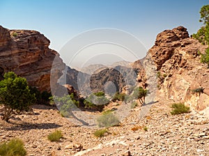 Petra historic and archaeological city carved from sandstone stone, Jordan, Middle East