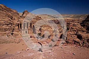 Petra Monastery in Jordan in Asia a panorama