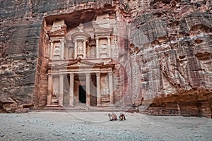 petra treasury with camels