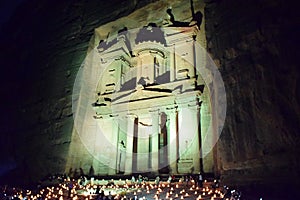 Petra Treasury Illuminated at Night