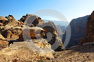 Petra view with donkey