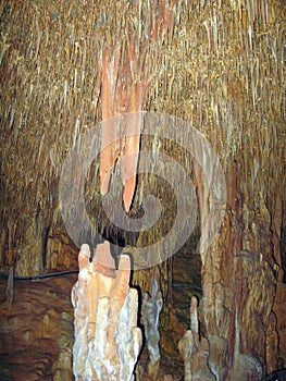 Petralona cave, Creece- may 25, 2007: Ancient karst cave with stalactites and stalagmites,