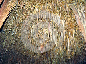 Petralona cave, Creece- may 25, 2007: Ancient karst cave with stalactites and stalagmites,