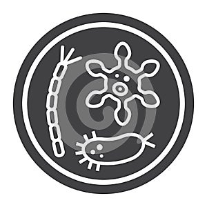 Petri dish of bacteria glyph icon, medicine