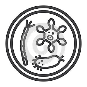 Petri dish of bacteria line icon, medicine