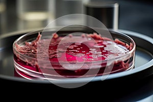 Petri dish with cultured meat. Generate ai