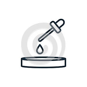 Petri Dish with Pipette and Drop Line Icon. Laboratory Equipment for Microbiology Research Linear Pictogram. Lab Tools