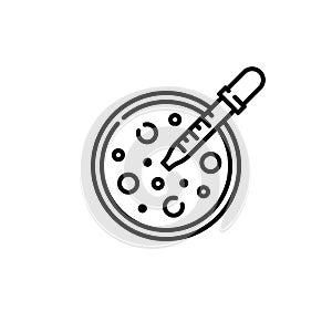 Petri dish and pipette vector icon.