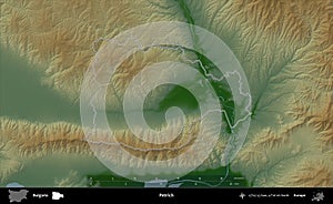 Petrich outlined, Bulgaria. Physical