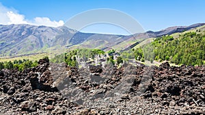 Petrified lava on slope of Etna volcano