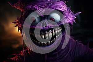 Petrifying Scary evil face grimace with fear teeth. Generate Ai