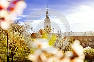 Petrin hill at sunrise, Lesser town, Prague, Czech republic