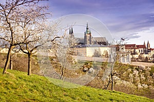 Petrin hill at sunrise, Lesser town, Prague, Czech republic