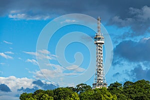 Petrin Lookout Tower (1892), resembling Eiffel tower, Petrin Hill Park, Prague, Czech Republic