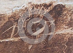 Petro glyphs on  rock. People who lived in the area left their mark as etchings on rocks.